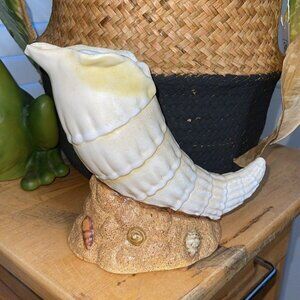 Vintage T/C Shell Horn Ceramic Planter Vase